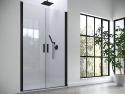 Double portes de douche, battantes / pivotantes - LILLE noir