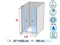 Drzwi prysznicowe podwójne, uchylne/obrotowe - LILLE