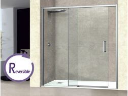 Porte de douche coulissante, 100 cm, avec un verre fixe - NANTES 310 CH