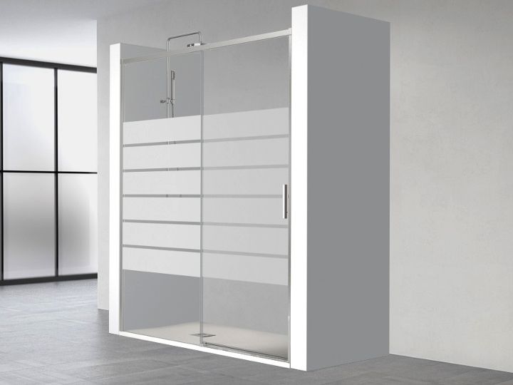 Porte douche coulissante, L 110 x H 195 cm, sérigraphie semi opaque