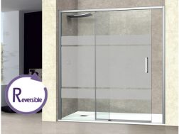 Doucheschuifdeur, 190 cm, met halfondoorzichtig glas - NANTES 310 BOLD PLUS