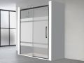 Black sliding shower screen, 105 cm, semi-opaque screen printing - NANTES 310 BLACK