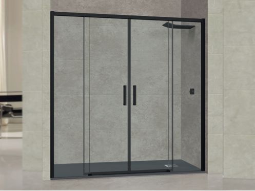 PodwÃ³jny centralny przesuwny parawan prysznicowy, 170 cm - TOULOUSE BLACK