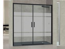 Shower screen, black, 160 cm, semi opaque double sliding - TOULOUSE NOIR BLOD PLUS