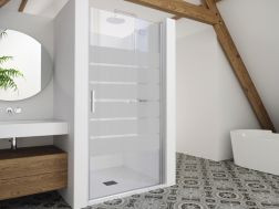 Shower door, 70 cm, semi opaque, hinged / pivoting - LYON BLOD