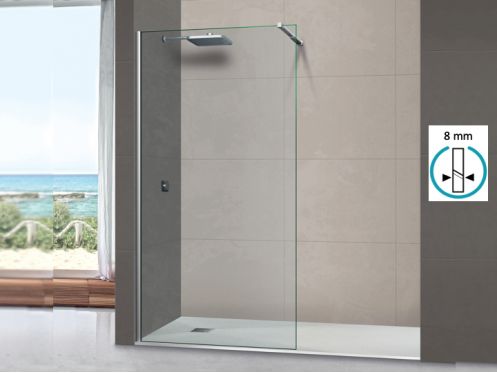 Douchescherm, 160 cm, 8 mm vast glas - DIJON