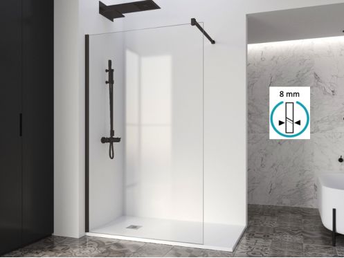 Douchescherm, 140 cm, 8 mm vast glas - DIJON black