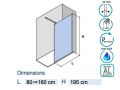Paroi de douche, 100 cm, verre fixe de 10 mm - DIJON