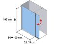 Paroi douche fixe de 100 cm, avec panneau pivotant  180 - NICE