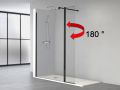 Paroi douche fixe noir, de 100 cm, avec panneau pivotant  180 - NICE noir