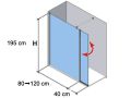 Fixed, semi-opaque shower screen, 90 cm, with 180° rotating panel - NICE BOLD