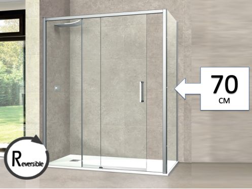 Przesuwne drzwi prysznicowe, ze stałym powrotem 70 cm - TOURS