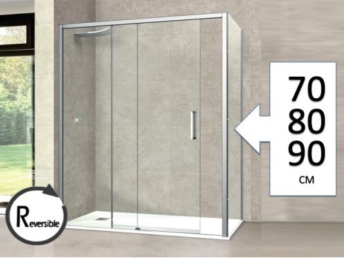 Doucheschuifdeur, 130 cm, met vaste retour - TOURS