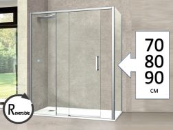 Doucheschuifdeur, 140 cm, met vaste retour - TOURS
