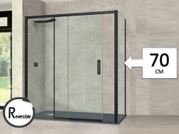 Przesuwne drzwi prysznicowe, ze staÅ‚ym powrotem 70 cm - TOURS BLACK