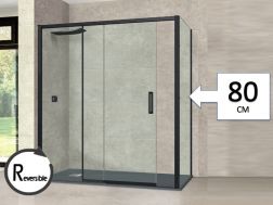 Przesuwne drzwi prysznicowe, ze staÅ‚ym powrotem 80 cm - TOURS BLACK