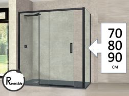 Doucheschuifdeur, 105 cm, met vaste retour - TOURS BLACK