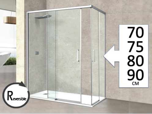 Corner sliding shower screen, 110 cm, with sliding return - AVIGNON