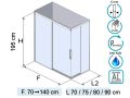 Narożny parawan prysznicowy przesuwny 140 cm z przesuwanym powrotem - AVIGNON