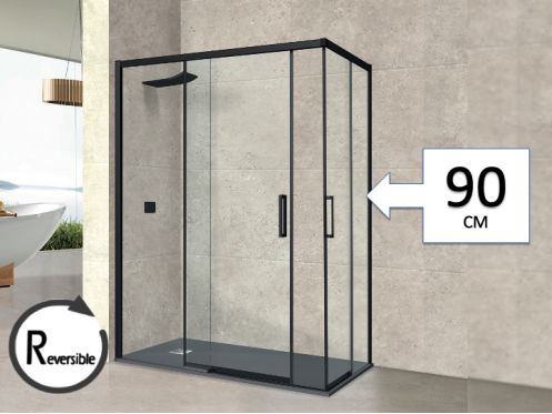 Paroi de douche coulissante en angle - AVIGNON 90 NOIR