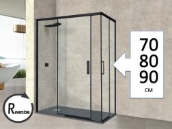 Paroi de douche coulissante en angle, 120 cm - AVIGNON NOIR