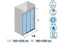 Paroi douche coulissante, deux volets coulissants, sur un panneau fixe - BALE