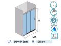 Glidebrusevæg, 120 cm, to skydedøre, på fast glas - ZURICH