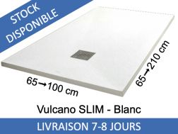 Receveur de douche, 120x70 cm, resine Acrystone - VULCANO SLIM Blanc