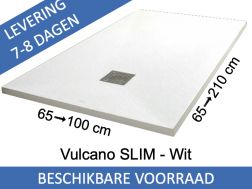 Douchebak, 160 cm, acrylsteenhars - VULCANO SLIM Wit