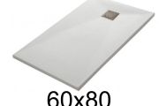 Receveur de douche 80x60 cm, extra plat, recoupable, resine, VERONE 60x80