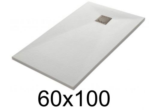 Receveur de douche 100x60 cm, extra plat, recoupable, resine, VERONE 60x100