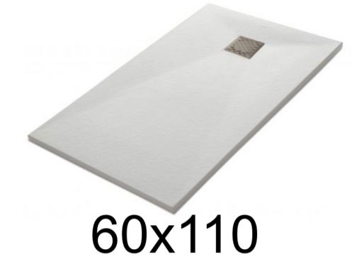 Receveur de douche 110x60 cm, extra plat, recoupable, resine, VERONE 60x110