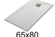 Douchebak 80x65 cm, hars, extra plat, snijdbaar, TECNIK 65x80