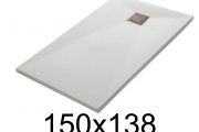 Receveur douche 150x138 cm, extra plat, recoupable, resine, VERONE 138x150
