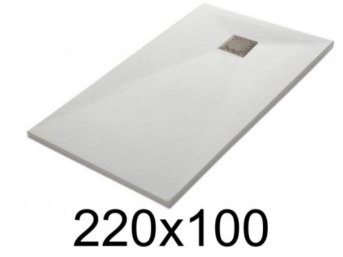 Receveur douche 220x100 cm, extra plat, recoupable, resine, VERONE 100x220