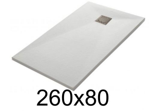 Flad brusebakke 260x80 cm lavet af mineralsk harpiks - LEEDS