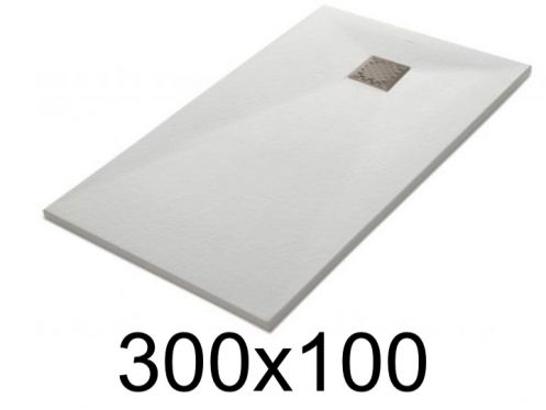 Brodzik pÅ‚aski 300x100 cm wykonany z Å¼ywicy mineralnej - LEEDS