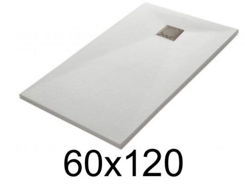 Receveur de douche 120x60 cm, extra plat, recoupable, resine, VERONE 60x120