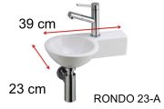 Lave mains rond, 23 x 39 cm, en céramique, suspendu - RONDO 23
