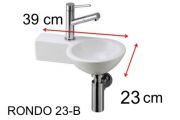 Ronde wastafel, 23 x 39 cm, keramiek, hangend - RONDO 23 B