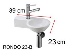 Rundes Handwaschbecken, 23 x 39 cm, Keramik, hängend - RONDO 23 B