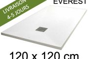 Receveur de douche, 120x120 cm, extra plat, resine Acrystone EVEREST Blanc