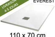 Receveur de douche, 110x70 cm, extra plat, resine Acrystone EVEREST Blanc 70x110