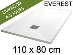 Receveur de douche, 110x80 cm, extra plat, resine Acrystone EVEREST Blanc 80x110