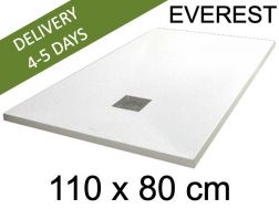 Brusebadsbakke, 110x80 cm, ekstra flad, Acrystone resin - EVEREST hvid 80x110