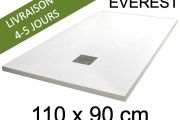 Receveur de douche, 110x90 cm, extra plat, resine Acrystone EVEREST Blanc 90x110