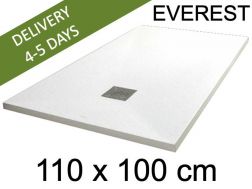 Brusebadsbakke, 110x100 cm, ekstra flad, Acrystone resin - EVEREST hvid 100x110