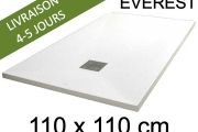 Receveur de douche, 110x110 cm, extra plat, resine Acrystone EVEREST Blanc