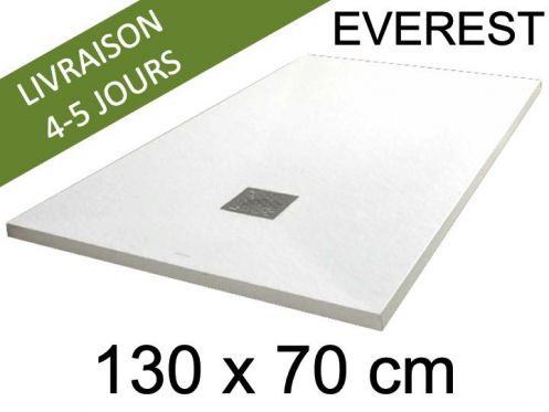 Receveur de douche, 130x70 cm, extra plat, resine Acrystone EVEREST Blanc 70x130