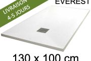 Receveur de douche, 130x100 cm, extra plat, resine Acrystone EVEREST Blanc 100x130